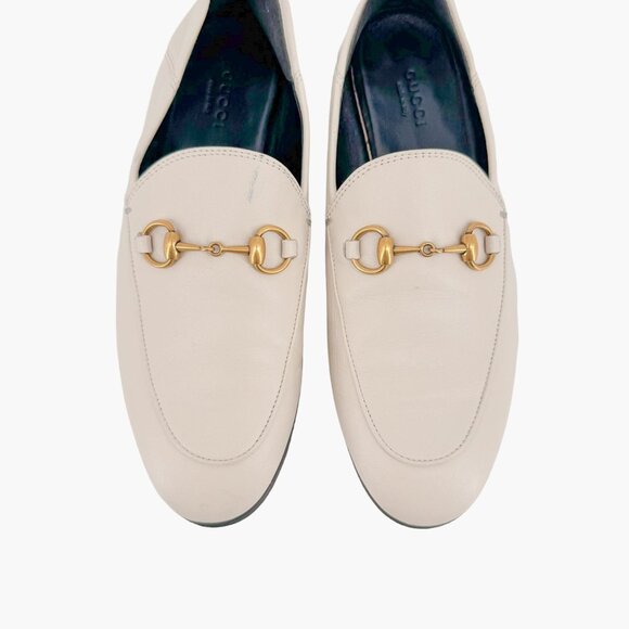 Gucci Brixton Horsebit Loafers EU 36.5 US 6.5 White Leather Flat Buckle Shoe - Picture 3 of 13